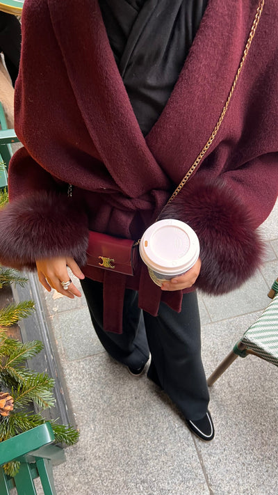 Vivienne™ | Luxury Wool Short Coat with Fox Fur Cuffs